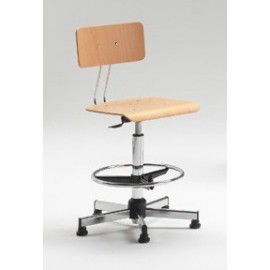 Emmeitalia - Designer Stool Beechwood Seat Adjustable Height Made in Italy