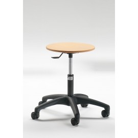 Emmeitalia - Designer Stool Round Beechwood Seat and Steel with castors Made in Italy