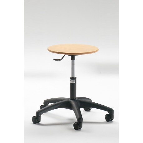 Emmeitalia - Designer Stool Round Beechwood Seat and Steel with castors Made in Italy