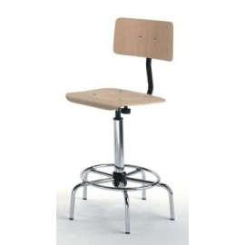 Emmeitalia - Designer Stool Beechwood and chrome-plated Steel with Backrest Made in Italy
