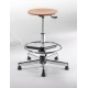 Emmeitalia - Designer Stool Round beechwood seat adjustable footstool Made in Italy