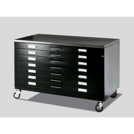 Black Metallic Drawer 7 Drawers Din A0 With Castors